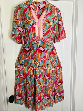 ANANY MAXI Colorful Floral Print Women's Dress - Pink Multi